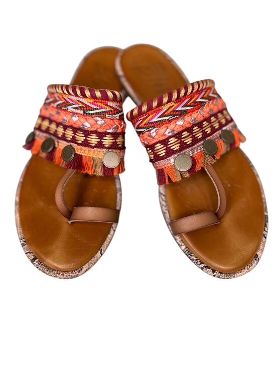 Blowfish Malibu Shoes - Blowfish Malibue Raelynn in Sea Lion Die Cut Multi Ribbons Sandals Sz. 9